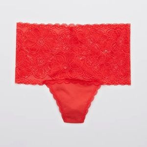 Aerie Festive Lace Thong Underwear